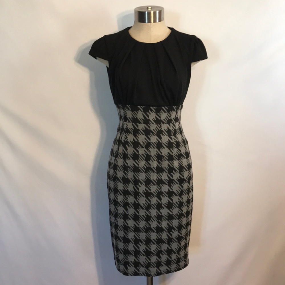 Tiana B black and grey knee high fitted dress